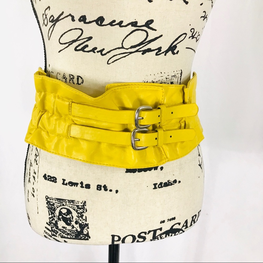 Yellow Ruffle Elastic Large Buckle Belts - Picture 5 of 5